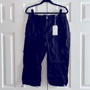 STYLE & CO COTTON MID RISE CARGO CAPRI PANTS COMFORT WAIST TRAVEL Black 12